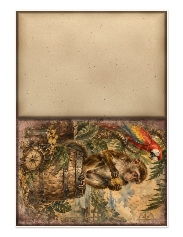 Parrots and Monkeys Junk Journal Kit: Scrapbook Paper - Pirates and Privateers - Commercial Use — image 22