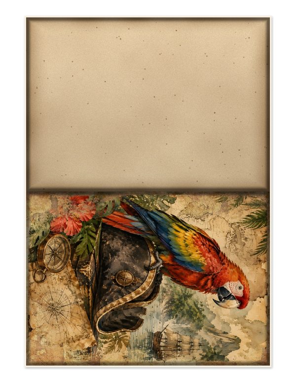 Parrots and Monkeys Junk Journal Kit: Scrapbook Paper - Pirates and Privateers - Commercial Use — image 23