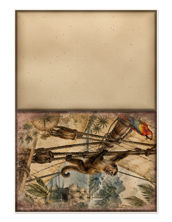 Parrots and Monkeys Junk Journal Kit: Scrapbook Paper - Pirates and Privateers - Commercial Use — image 24