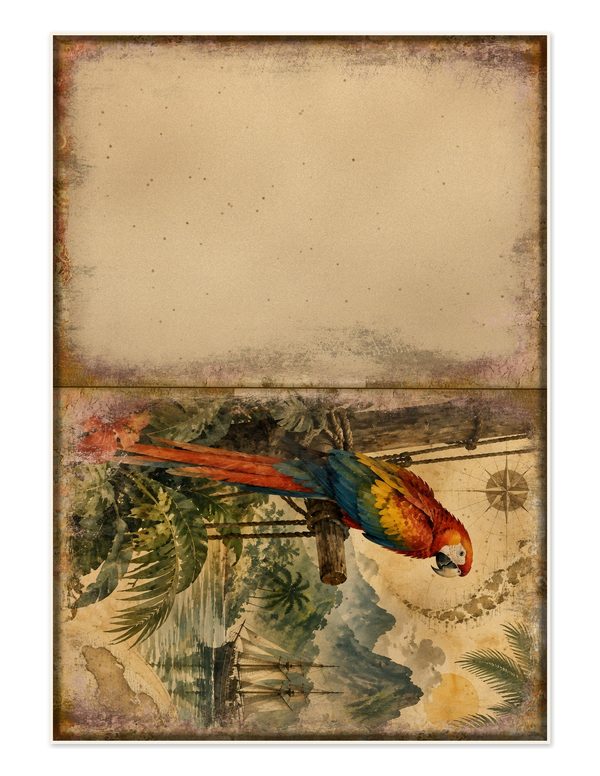 Parrots and Monkeys Junk Journal Kit: Scrapbook Paper - Pirates and Privateers - Commercial Use — image 28