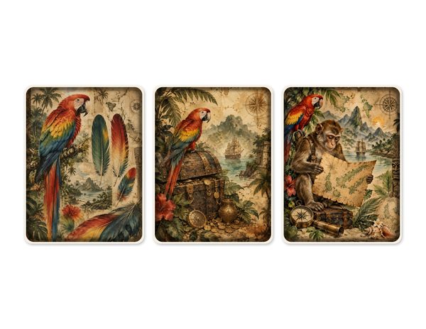 Parrots and Monkeys Junk Journal Kit: Scrapbook Paper - Pirates and Privateers - Commercial Use — image 50