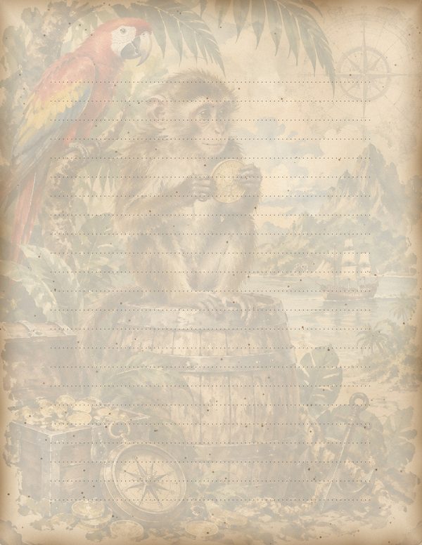 Parrots and Monkeys Junk Journal Kit: Scrapbook Paper - Pirates and Privateers - Commercial Use — image 55