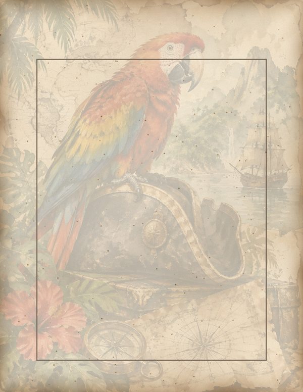 Parrots and Monkeys Junk Journal Kit: Scrapbook Paper - Pirates and Privateers - Commercial Use — image 56