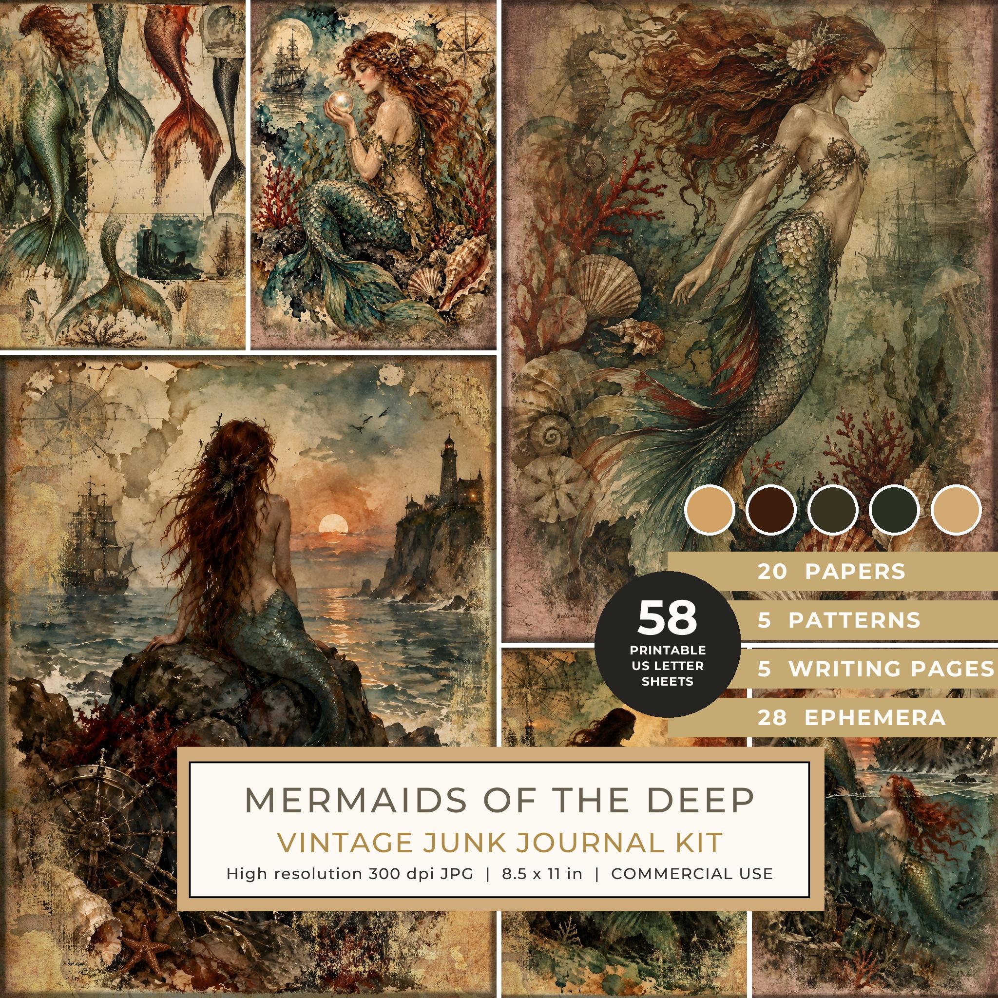 Mermaids of the Deep Junk Journal Kit: Scrapbook Paper - Pirates and Privateers - Commercial Use