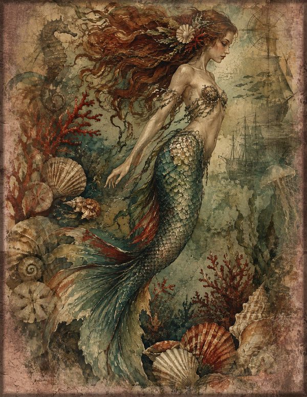 Mermaids of the Deep Junk Journal Kit: Scrapbook Paper - Pirates and Privateers - Commercial Use — image 2