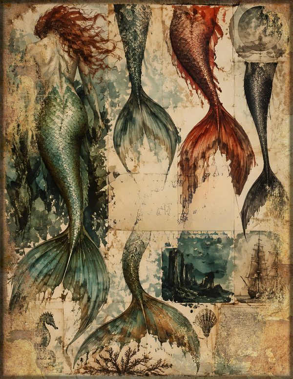 Mermaids of the Deep Junk Journal Kit: Scrapbook Paper - Pirates and Privateers - Commercial Use — image 3