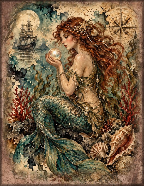 Mermaids of the Deep Junk Journal Kit: Scrapbook Paper - Pirates and Privateers - Commercial Use — image 4