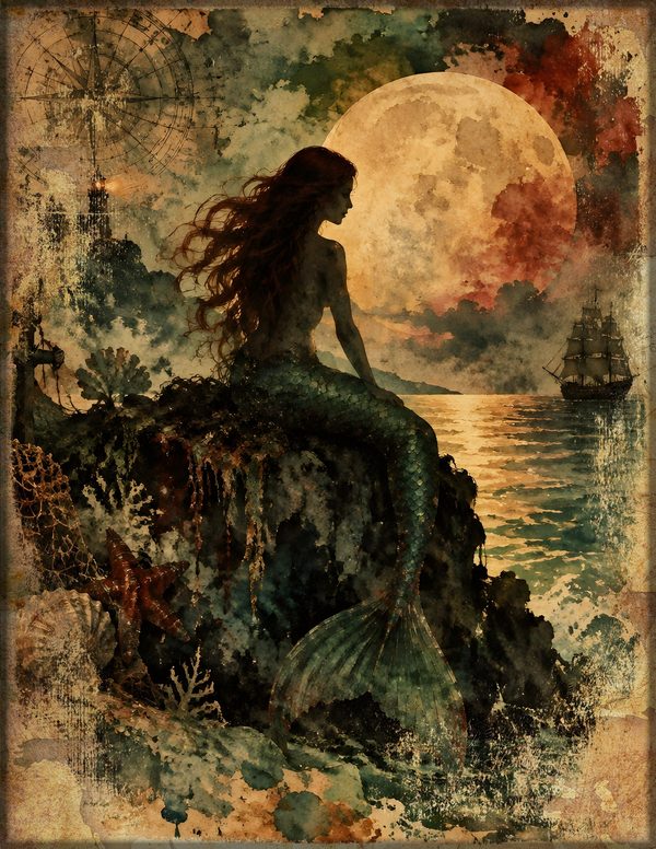 Mermaids of the Deep Junk Journal Kit: Scrapbook Paper - Pirates and Privateers - Commercial Use — image 5