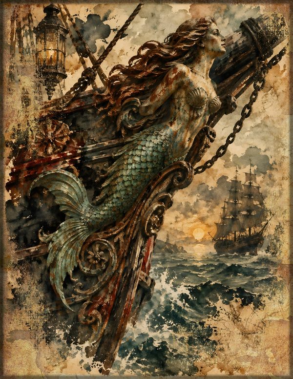 Mermaids of the Deep Junk Journal Kit: Scrapbook Paper - Pirates and Privateers - Commercial Use — image 11