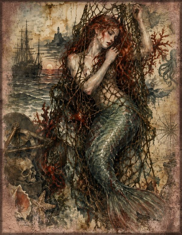 Mermaids of the Deep Junk Journal Kit: Scrapbook Paper - Pirates and Privateers - Commercial Use — image 12