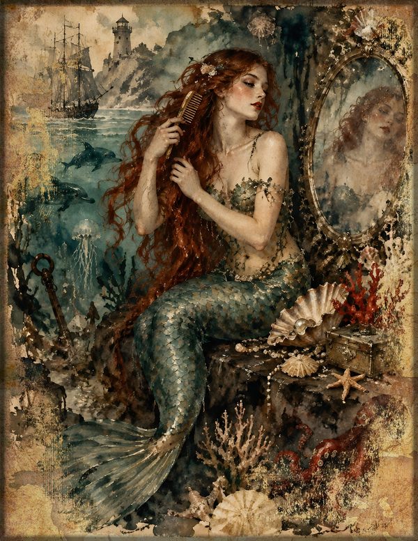 Mermaids of the Deep Junk Journal Kit: Scrapbook Paper - Pirates and Privateers - Commercial Use — image 13