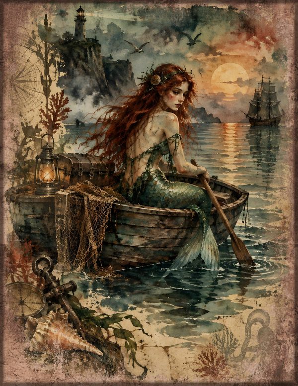 Mermaids of the Deep Junk Journal Kit: Scrapbook Paper - Pirates and Privateers - Commercial Use — image 16