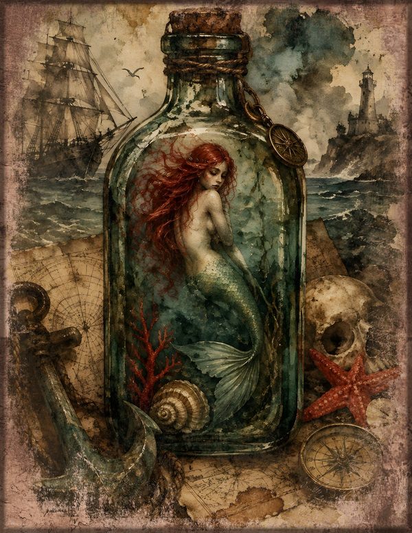 Mermaids of the Deep Junk Journal Kit: Scrapbook Paper - Pirates and Privateers - Commercial Use — image 18