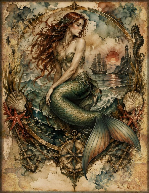 Mermaids of the Deep Junk Journal Kit: Scrapbook Paper - Pirates and Privateers - Commercial Use — image 19