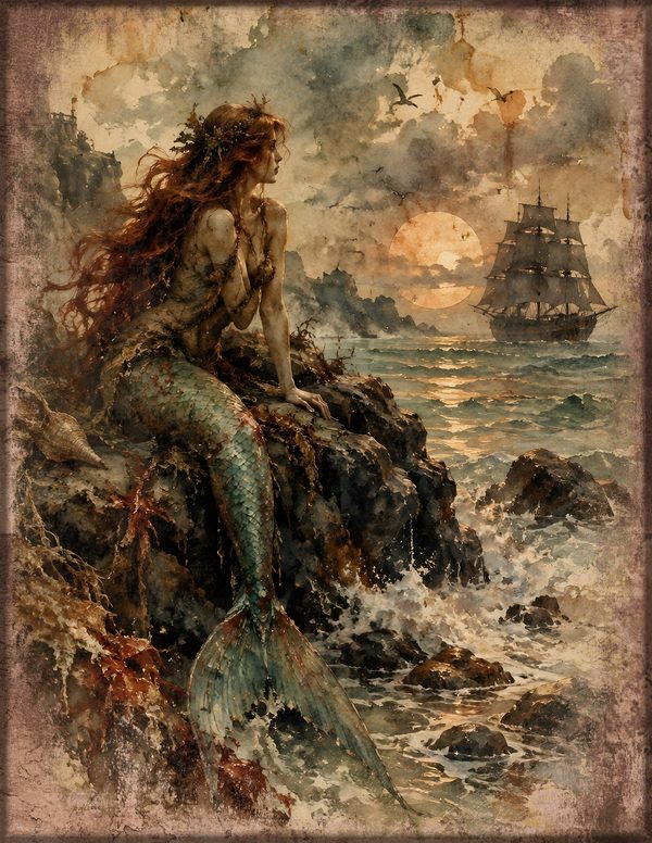 Mermaids of the Deep Junk Journal Kit: Scrapbook Paper - Pirates and Privateers - Commercial Use — image 20