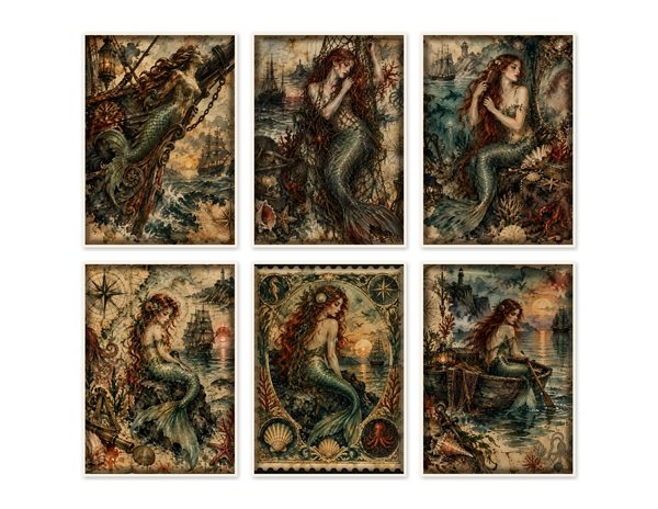 Mermaids of the Deep Junk Journal Kit: Scrapbook Paper - Pirates and Privateers - Commercial Use — image 48