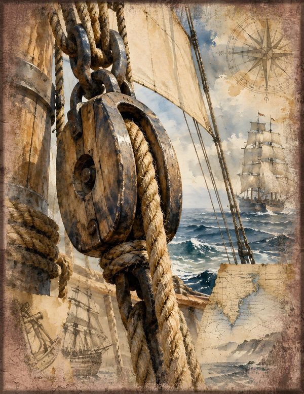 Pirate Ship Junk Journal Kit: Digital Scrapbook Paper - Pirates and Privateers - Commercial Use — image 2