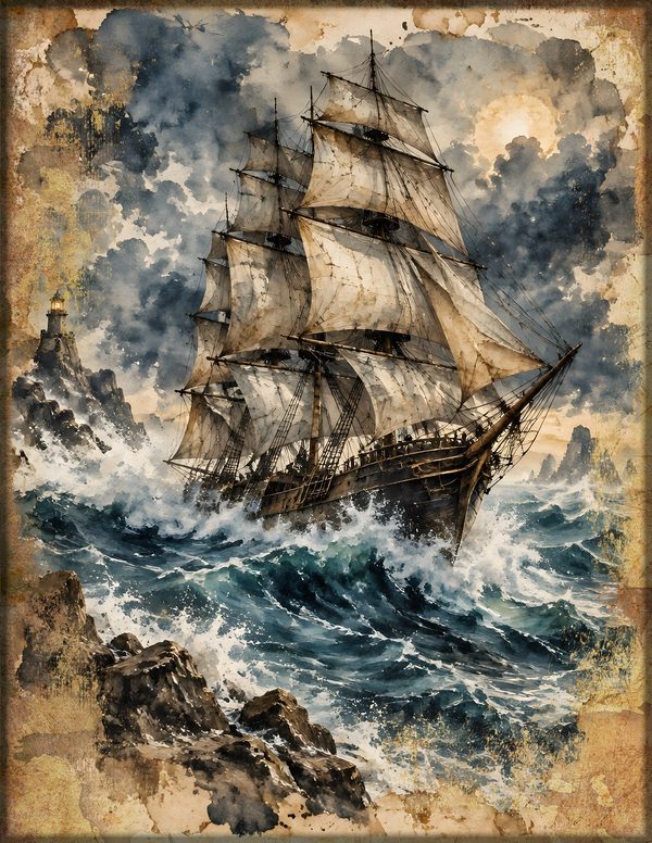 Pirate Ship Junk Journal Kit: Digital Scrapbook Paper - Pirates and Privateers - Commercial Use — image 7