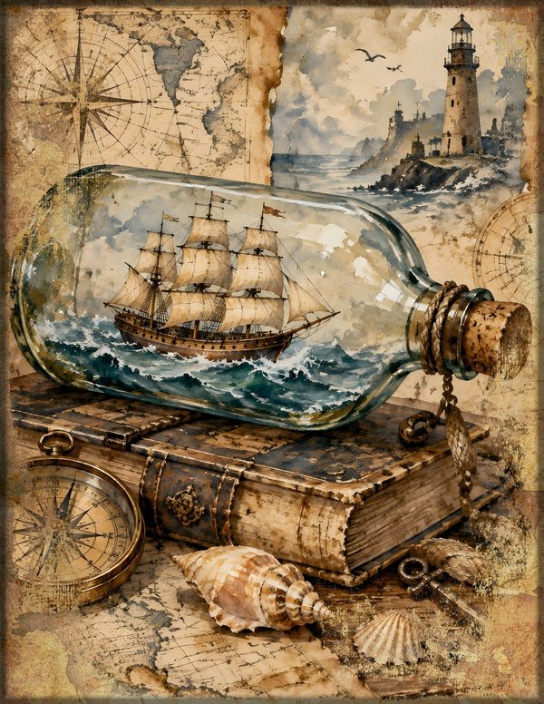 Pirate Ship Junk Journal Kit: Digital Scrapbook Paper - Pirates and Privateers - Commercial Use — image 11