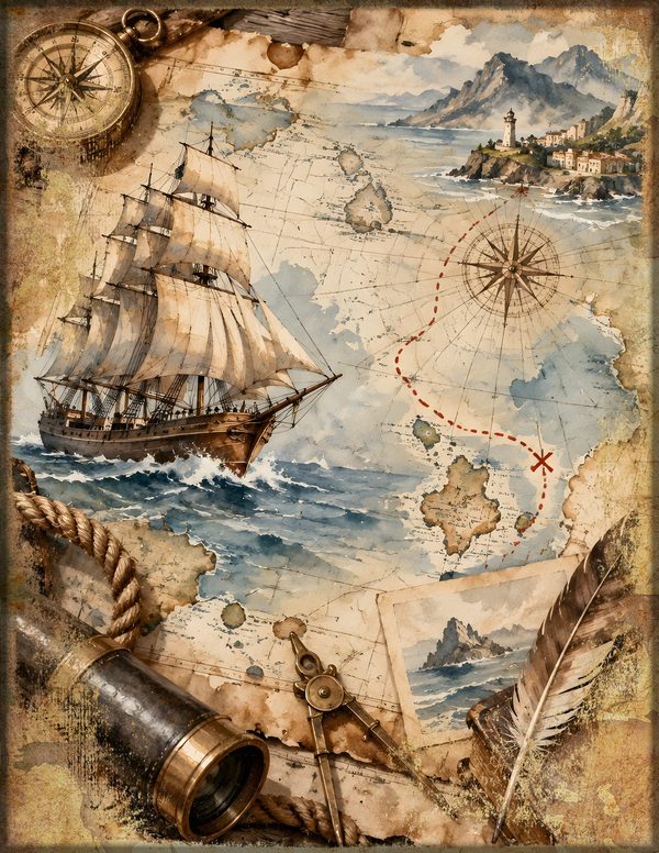 Pirate Ship Junk Journal Kit: Digital Scrapbook Paper - Pirates and Privateers - Commercial Use — image 13