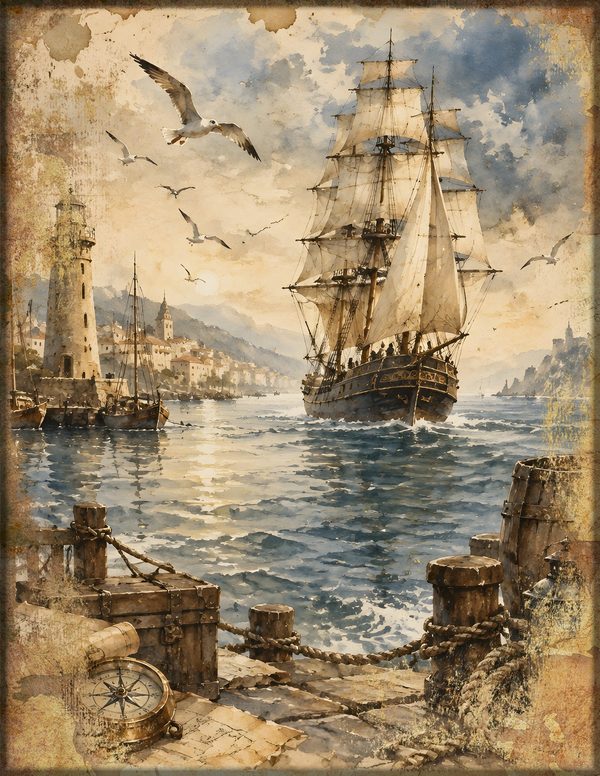 Pirate Ship Junk Journal Kit: Digital Scrapbook Paper - Pirates and Privateers - Commercial Use — image 15