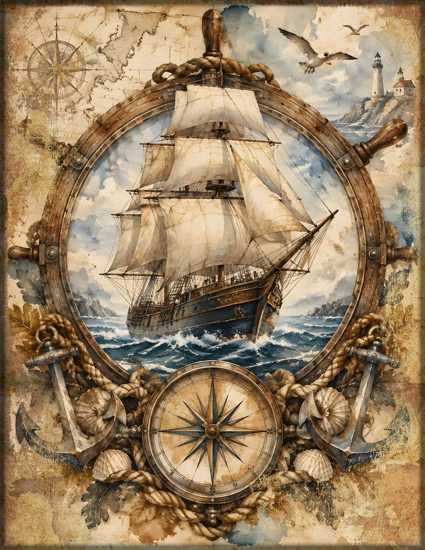 Pirate Ship Junk Journal Kit: Digital Scrapbook Paper - Pirates and Privateers - Commercial Use — image 19