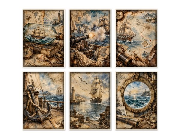 Pirate Ship Junk Journal Kit: Digital Scrapbook Paper - Pirates and Privateers - Commercial Use — image 48