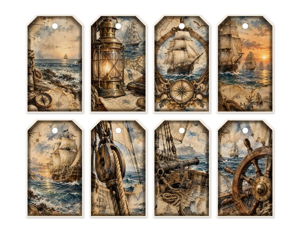 Pirate Ship Junk Journal Kit: Digital Scrapbook Paper - Pirates and Privateers - Commercial Use — image 49