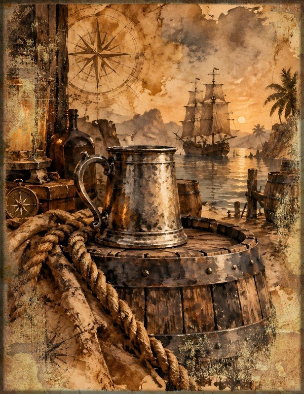 Pirate Tavern Junk Journal Kit: Digital Scrapbook Paper - Pirates and Privateers - Commercial Use — image 1