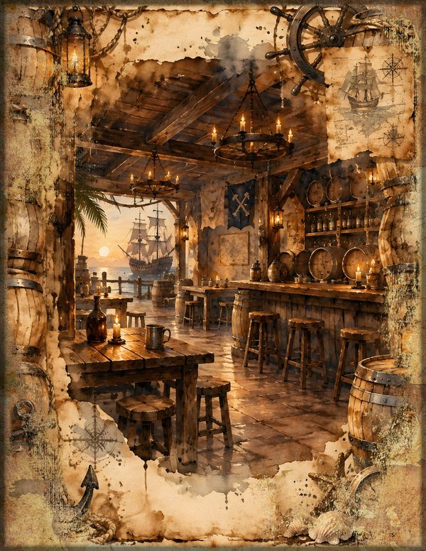 Pirate Tavern Junk Journal Kit: Digital Scrapbook Paper - Pirates and Privateers - Commercial Use — image 19