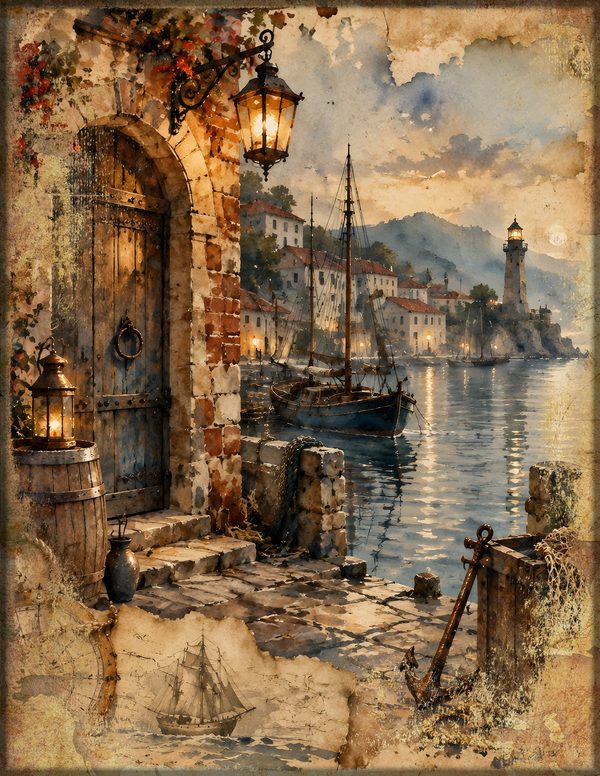 Ports and Harbors Junk Journal Kit: Scrapbook Paper - Pirates and Privateers - Commercial Use — image 5