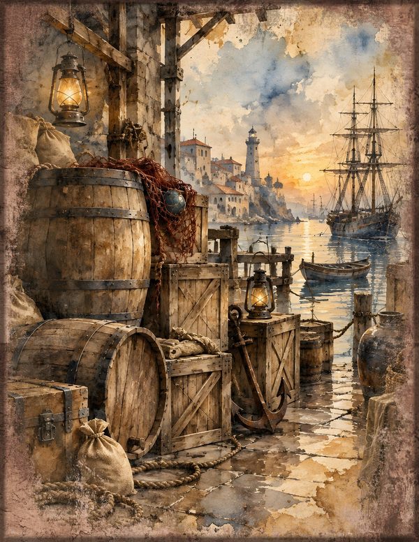 Ports and Harbors Junk Journal Kit: Scrapbook Paper - Pirates and Privateers - Commercial Use — image 10