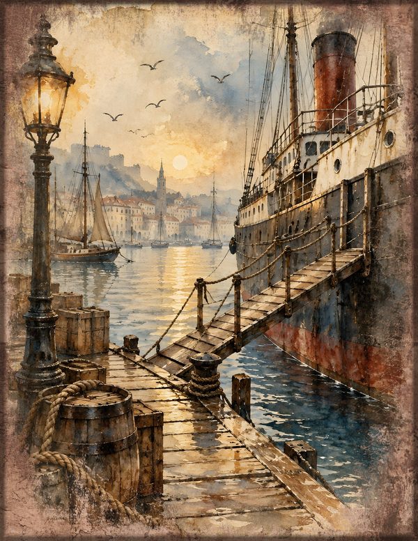 Ports and Harbors Junk Journal Kit: Scrapbook Paper - Pirates and Privateers - Commercial Use — image 14