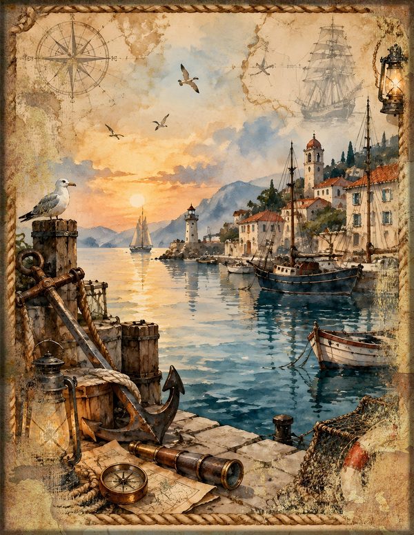 Ports and Harbors Junk Journal Kit: Scrapbook Paper - Pirates and Privateers - Commercial Use — image 19