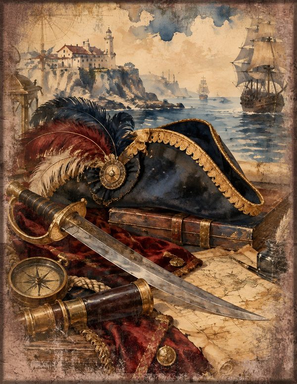 Pirate Captain Junk Journal Kit: Digital Scrapbook Paper - Pirates and Privateers - Commercial Use — image 2