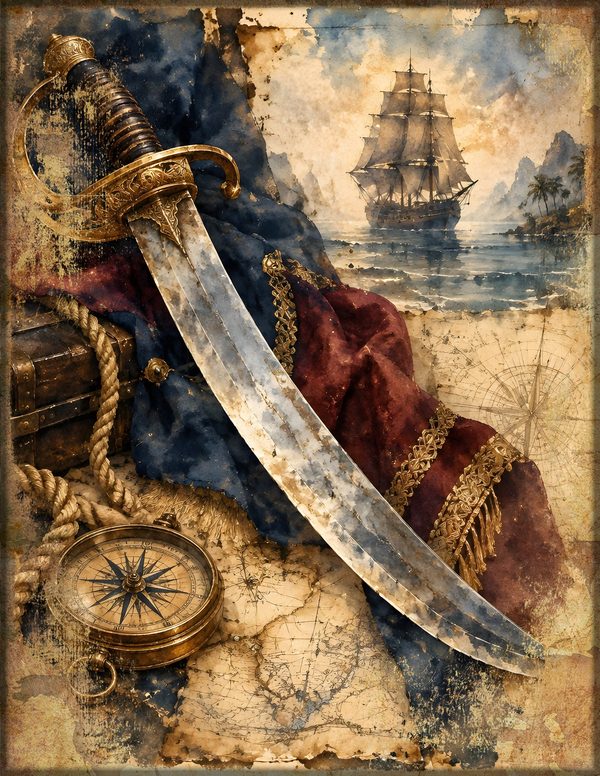 Pirate Captain Junk Journal Kit: Digital Scrapbook Paper - Pirates and Privateers - Commercial Use — image 5