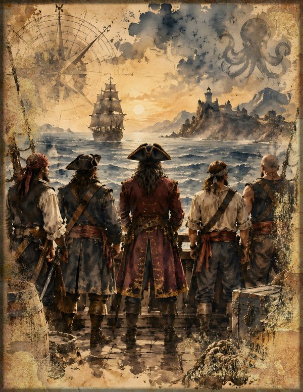 Pirate Captain Junk Journal Kit: Digital Scrapbook Paper - Pirates and Privateers - Commercial Use — image 17