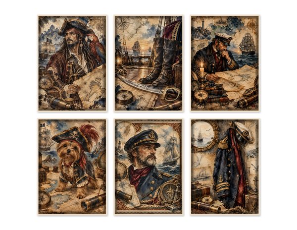 Pirate Captain Junk Journal Kit: Digital Scrapbook Paper - Pirates and Privateers - Commercial Use — image 48