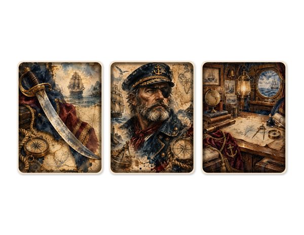 Pirate Captain Junk Journal Kit: Digital Scrapbook Paper - Pirates and Privateers - Commercial Use — image 50