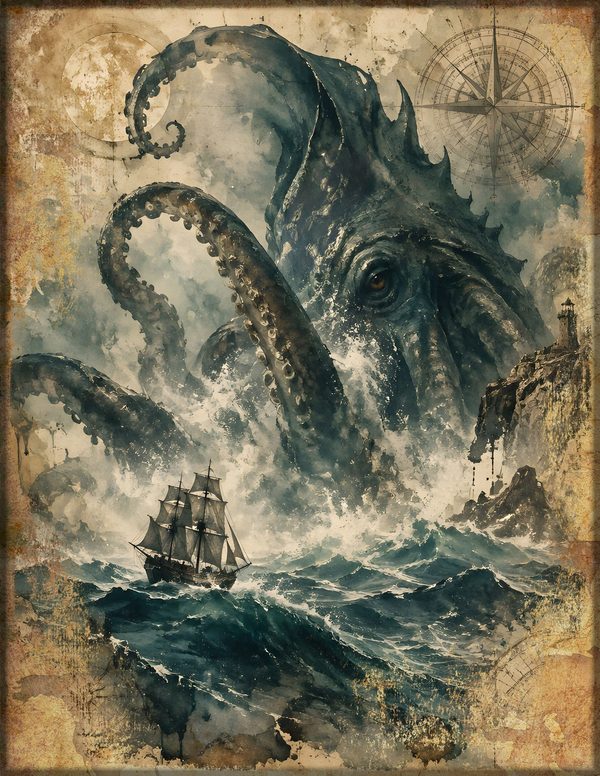 Sea Monsters Junk Journal Kit: Digital Scrapbook Paper - Pirates and Privateers - Commercial Use — image 13