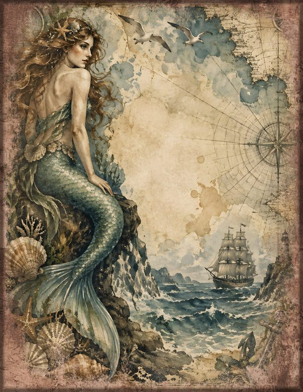 Sea Monsters Junk Journal Kit: Digital Scrapbook Paper - Pirates and Privateers - Commercial Use — image 14