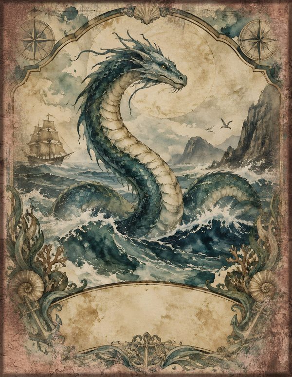 Sea Monsters Junk Journal Kit: Digital Scrapbook Paper - Pirates and Privateers - Commercial Use — image 16