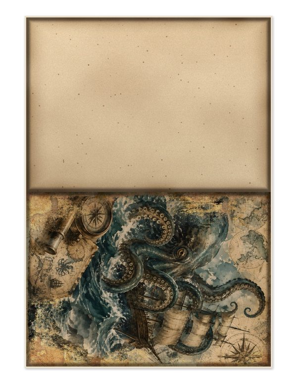 Sea Monsters Junk Journal Kit: Digital Scrapbook Paper - Pirates and Privateers - Commercial Use — image 25