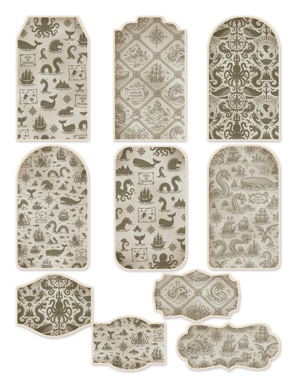 Sea Monsters Junk Journal Kit: Digital Scrapbook Paper - Pirates and Privateers - Commercial Use — image 43