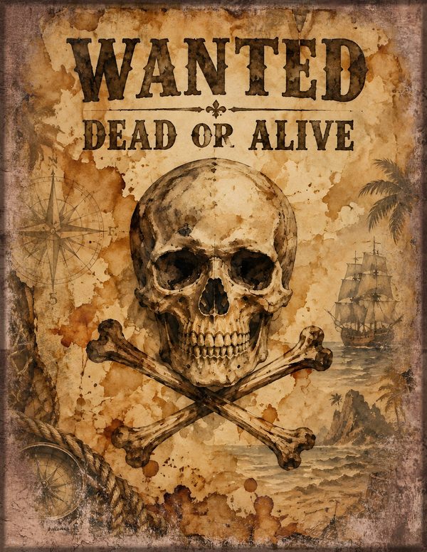Wanted Posters Junk Journal Kit: Digital Scrapbook Paper - Pirates and Privateers - Commercial Use — image 2