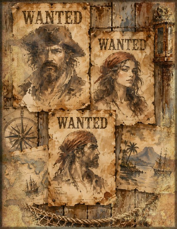 Wanted Posters Junk Journal Kit: Digital Scrapbook Paper - Pirates and Privateers - Commercial Use — image 5