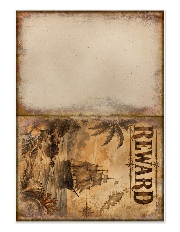 Wanted Posters Junk Journal Kit: Digital Scrapbook Paper - Pirates and Privateers - Commercial Use — image 27