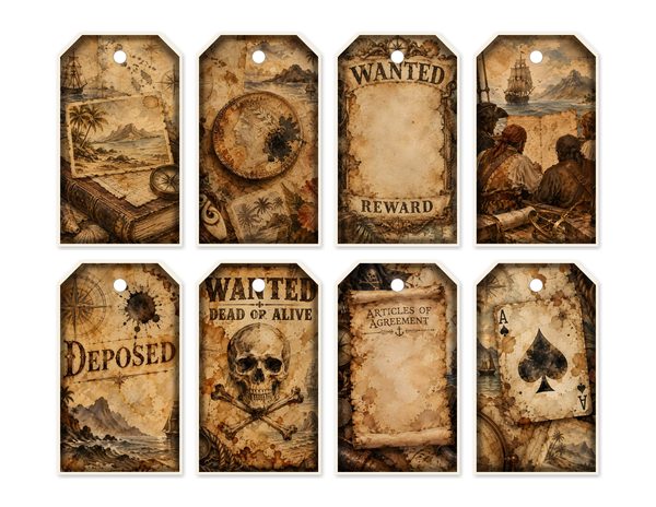 Wanted Posters Junk Journal Kit: Digital Scrapbook Paper - Pirates and Privateers - Commercial Use — image 49